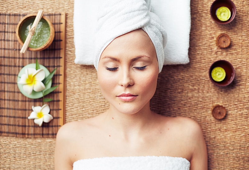 lady relaxing in a spa