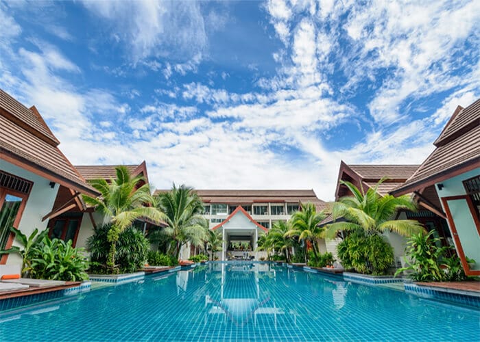 front view of hotel resort