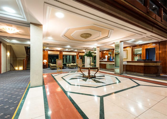 lobby of boutique hotel